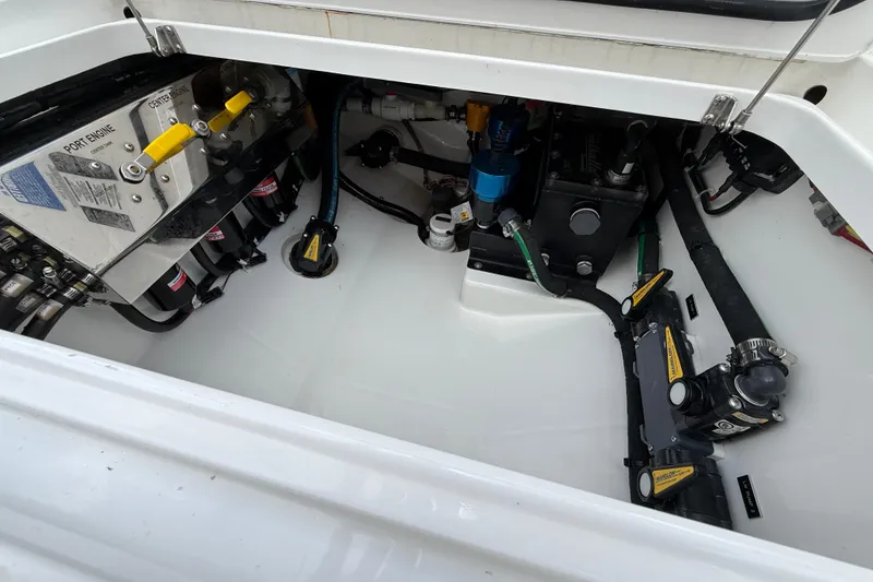 Slide: The Image of 2024 Valhalla Boatworks V-37 engine compartment with detailed mechanical components. - 16