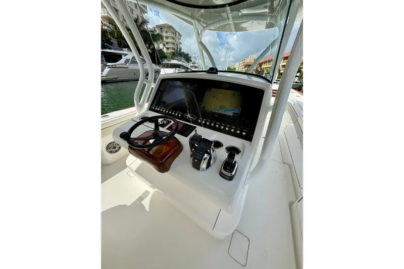 Slide: The Image of 2024 Valhalla Boatworks V-37 helm with advanced navigation and control systems. - 7