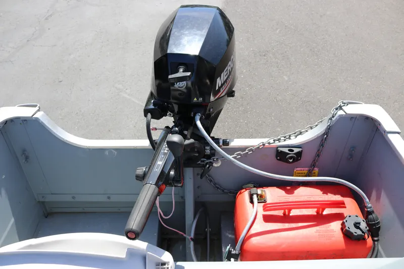 Slide: The Image of 2018 Smoker Craft Alaskan 15 boat with Mercury outboard motor and red fuel tank. - 10