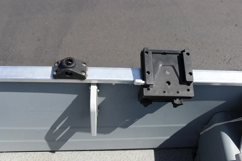 Slide: The Image of 2018 Smoker Craft Alaskan 15 boat accessory mounts on aluminum rail. - 14
