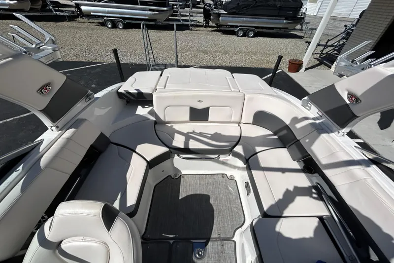 Slide: The Image of 2017 Chaparral 227 SSX Surf boat interior with spacious seating and sleek design. - 34
