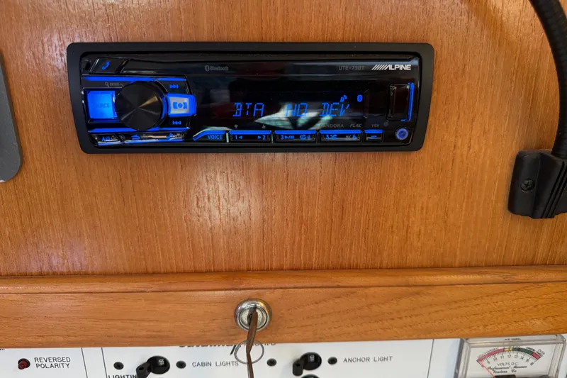 Slide: The Image of Alpine stereo system in a 2000 Catalina 36 MkII sailboat cabin. - 38