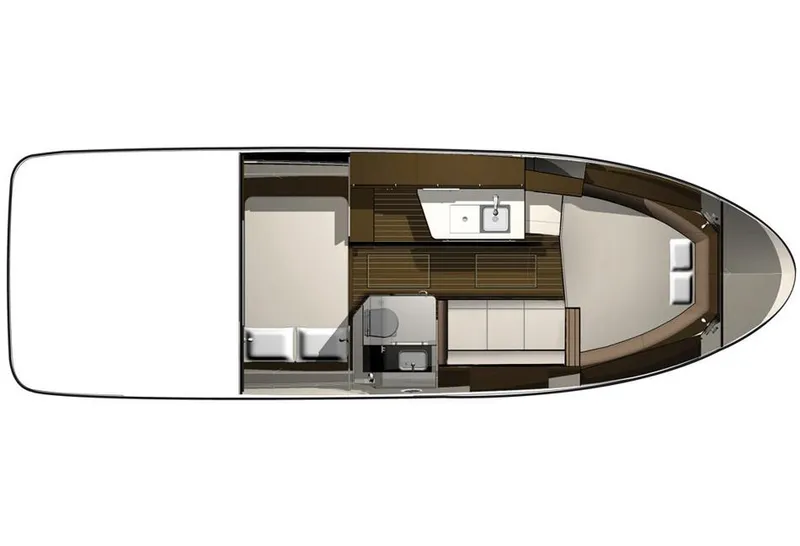 Slide: The Image of Manufacturer Provided Image: Top view layout of 2016 Sea Ray 310 Sundancer cabin interior. - 42