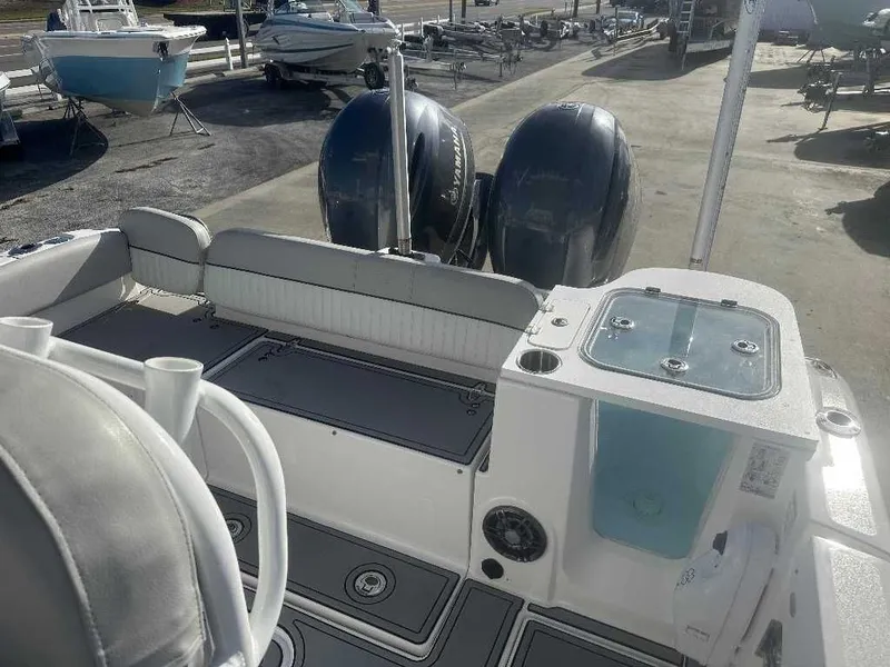 Slide: The Image of Interior view of 2022 Sea Fox 268 Commander with dual engines. - 2