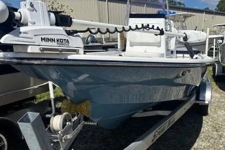 The Image of 2022 Frontier 2104 boat on trailer with Minn Kota trolling motor. - 1