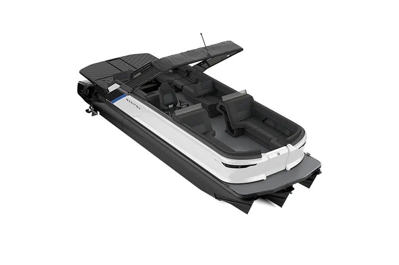 The Image of Manufacturer Provided Image: Manitou Explore Dual Engine 2025 pontoon boat with sleek design. - 0