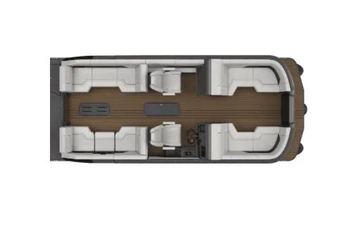 Slide: The Image of Manufacturer Provided Image: Aerial view of 2025 Manitou Explore Dual Engine pontoon boat. - 4