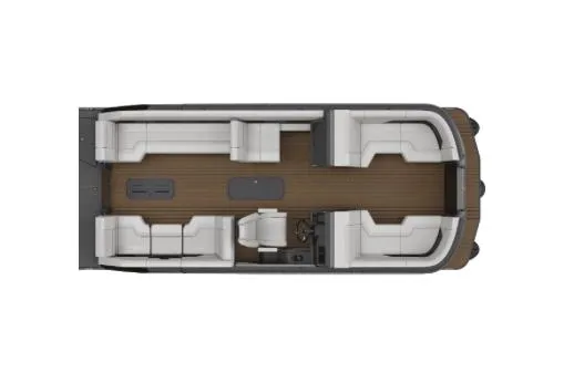 Slide: The Image of Manufacturer Provided Image: Top view of Manitou Explore Dual Engine 2025 pontoon boat. - 5