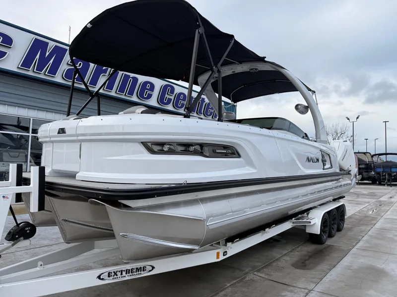 Slide: The Image of Avalon Excalibur - 27 FT Elite Windshield w/ Twin 400HP Mercury V10's and JOYSTICK CONTROLS!! 2025 - 10