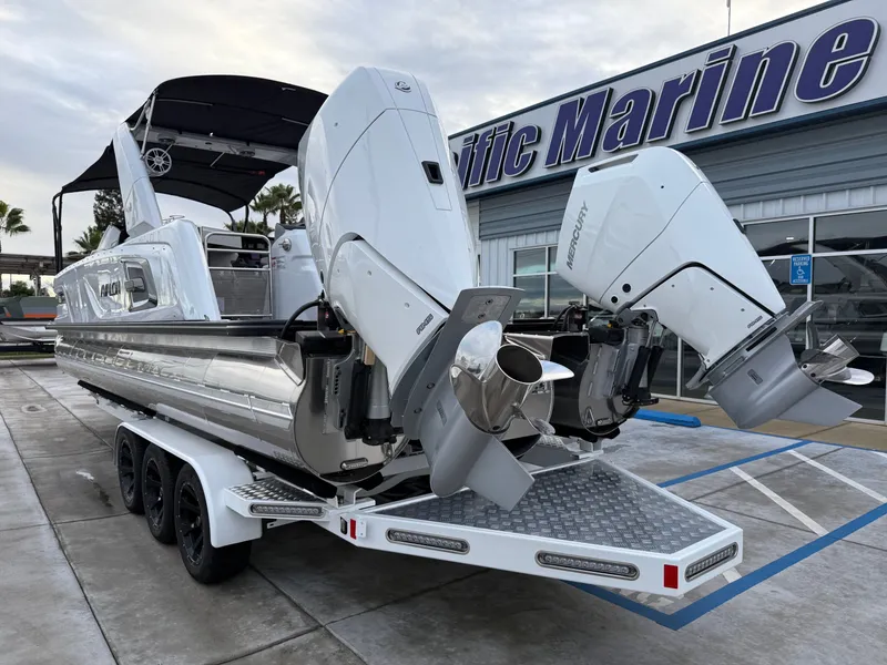 Slide: The Image of Avalon Excalibur - 27 FT Elite Windshield w/ Twin 400HP Mercury V10's and JOYSTICK CONTROLS!! 2025 - 12