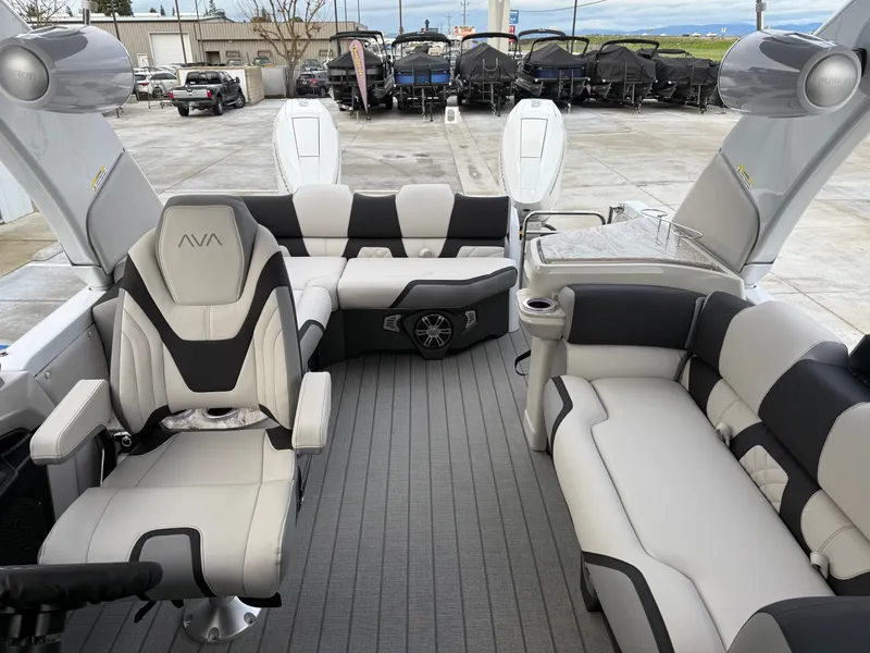 Slide: The Image of Avalon Excalibur - 27 FT Elite Windshield w/ Twin 400HP Mercury V10's and JOYSTICK CONTROLS!! 2025 - 14
