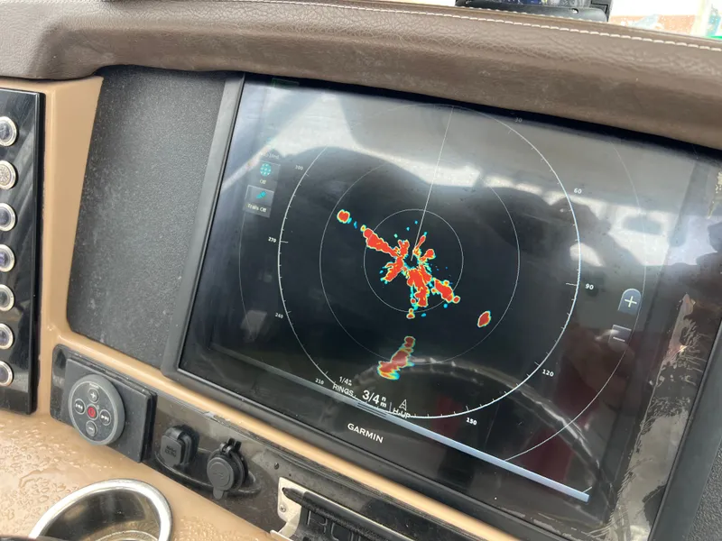 Slide: The Image of Garmin radar screen on a Robalo R242 Center Console boat. - 5