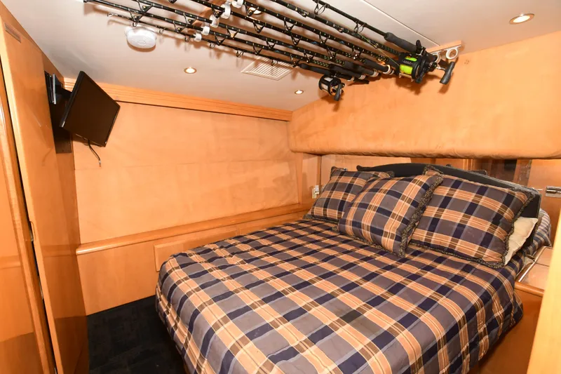 Slide: The Image of Interior of 2001 Hatteras 50 Convertible with cozy bedroom. - 18