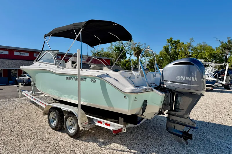 Slide: The Image of 2023 Key West 239 DFS boat with Yamaha engine on trailer. - 7