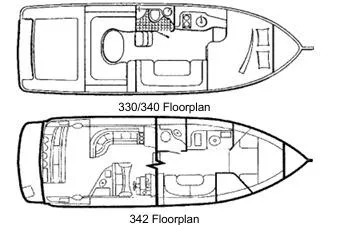 Slide: The Image of Floor plans of 2003 Rinker 342 Express Cruiser and 330/340 models. - 8