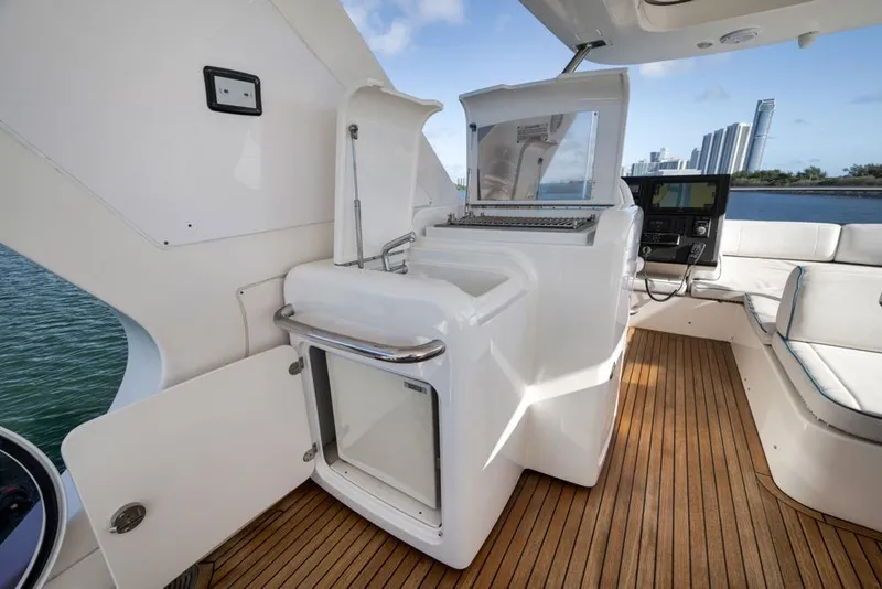 Slide: The Image of Luxurious 2012 Azimut 64 yacht interior with sleek design and modern amenities. - 11