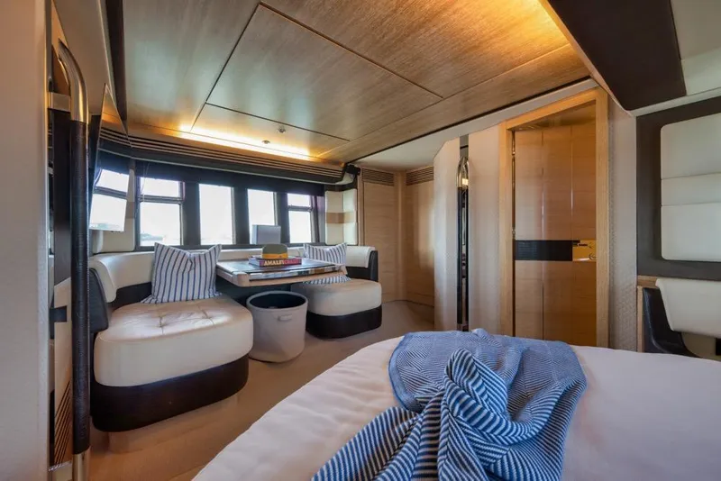 Slide: The Image of Luxurious interior of 2012 Azimut 64 yacht with elegant seating and modern decor. - 36