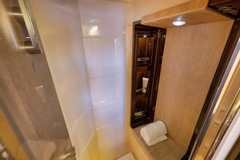 Slide: The Image of Luxurious bathroom interior of 2012 Azimut 64 yacht with modern amenities. - 39