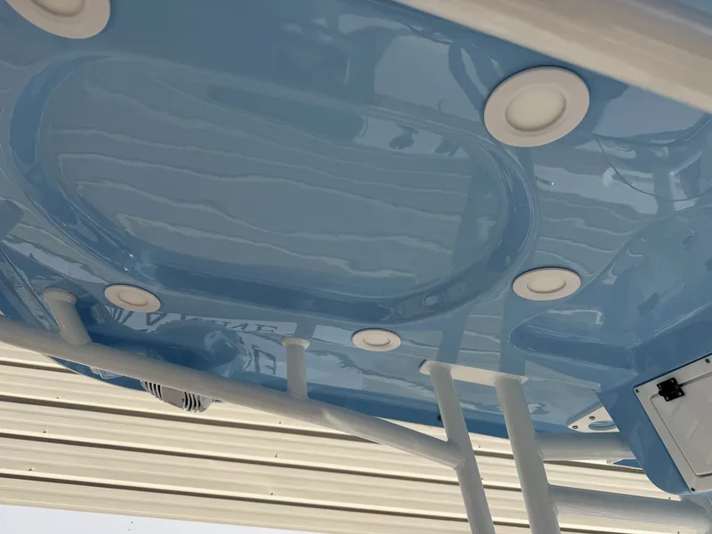 Slide: The Image of Underside of a 2026 Sea Pro 225FLX Sandbar boat. - 7