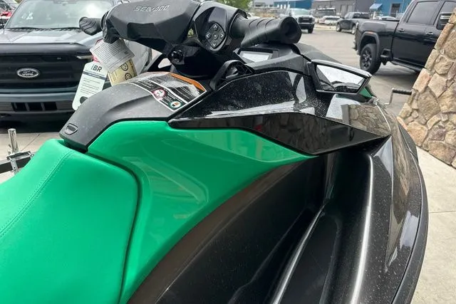 Slide: The Image of 2026 Sea-Doo PWC GTR 230 in green and black, close-up view. - 9