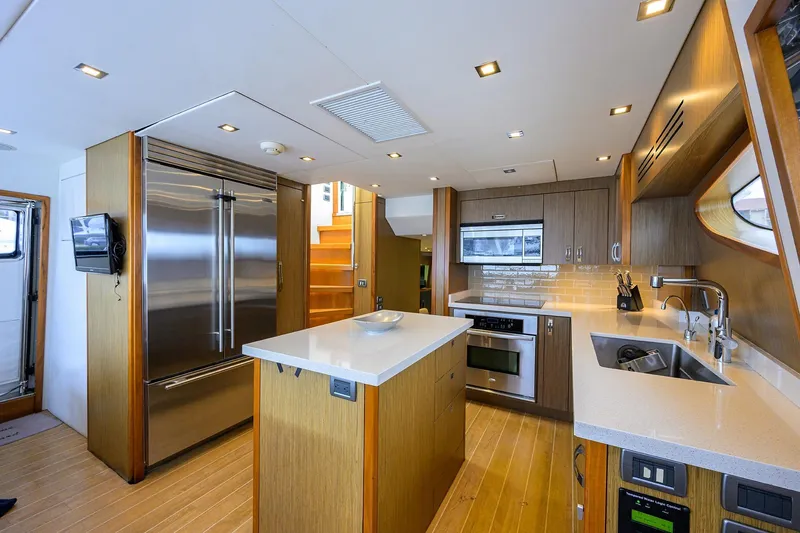 Slide: The Image of Luxurious kitchen interior of 2013 Hatteras 80 Motor Yacht with modern appliances. - 12