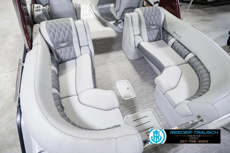 Slide: The Image of Interior of 2022 Bennington 23 QXFBA boat with luxurious seating and modern design. - 16