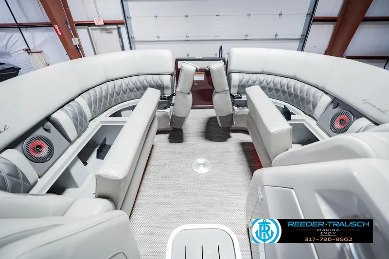 Slide: The Image of Interior of 2022 Bennington 23 QXFBA boat with luxurious seating and modern design. - 25