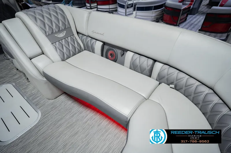 Slide: The Image of Luxurious seating in 2022 Bennington 23 QXFBA pontoon boat with elegant design and ambient lighting. - 46