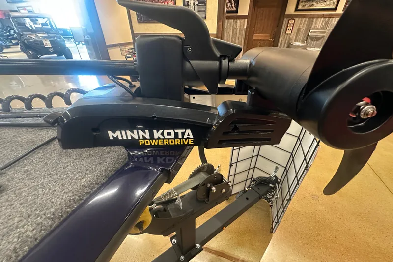 Slide: The Image of Minn Kota PowerDrive motor on 2026 Tracker Super Guide V-16 SC boat. - 23
