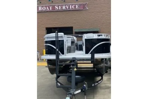 Slide: The Image of 2026 Sun Tracker SportFish 20 DLX pontoon boat at service center. - 15