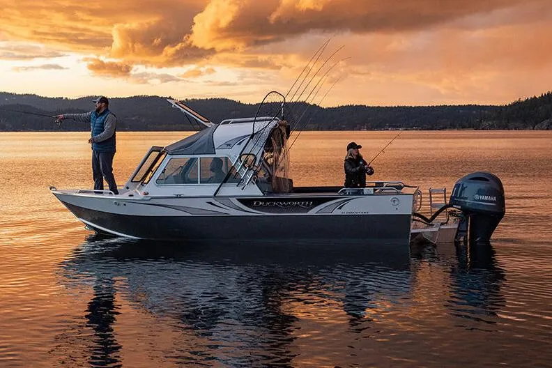 The Image of Manufacturer Provided Image: 2026 Duckworth 21 Discovery boat fishing at sunset. - 0