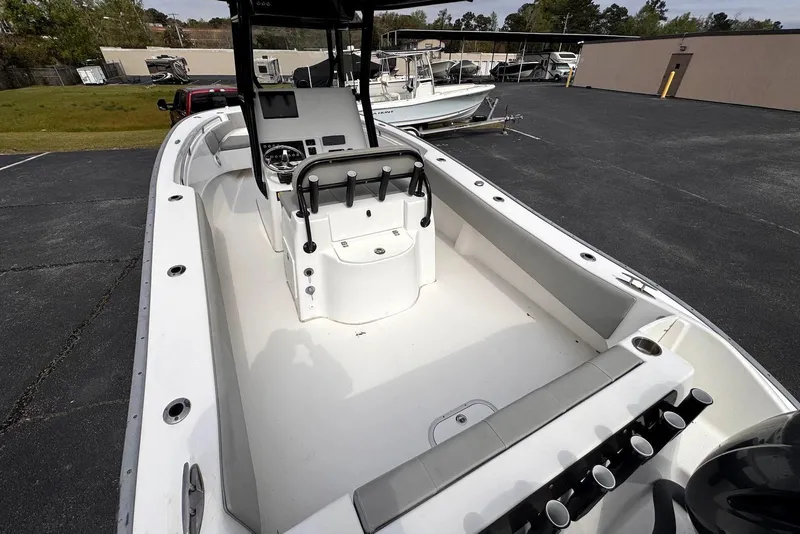 Slide: The Image of 2020 Cape Horn 27 XS boat interior with console and seating. - 20