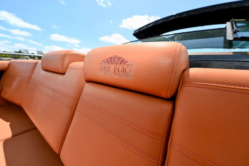 Slide: The Image of Luxurious leather seating on 2022 Cruisers Yachts 38 GLS OB, South Beach edition. - 26