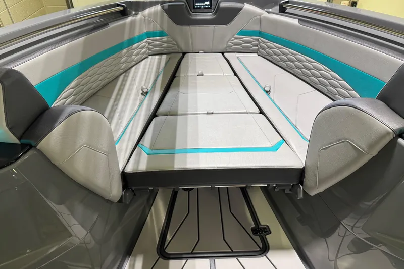 Slide: The Image of Luxurious interior of 2026 Sunsation 34 CCX boat with modern seating design. - 32