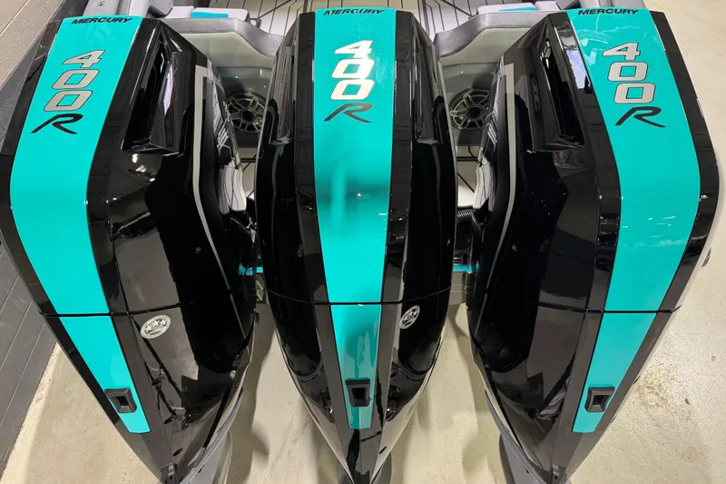 Slide: The Image of Triple Mercury 400R engines on a 2026 Sunsation 34 CCX boat. - 4