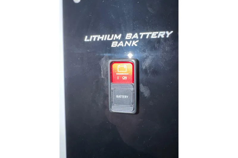 Slide: The Image of Control panel for lithium battery bank on 2026 Sunsation 34 CCX boat. - 40