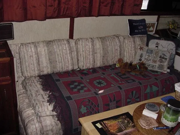 Slide: The Image of Interior of Carver 3207 yacht with cozy sofa, 1985 model. - 6