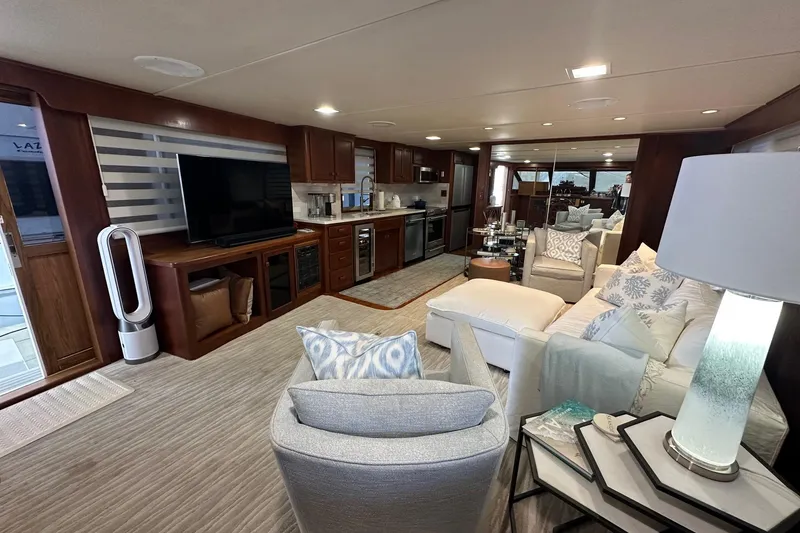Slide: The Image of Luxurious interior of a 1997 Lazy Days 16x85 houseboat with modern furnishings and elegant decor. - 4