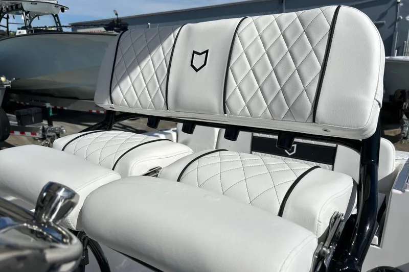 Slide: The Image of Luxurious seating on 2026 Sea Fox 228 Commander boat with diamond-stitched upholstery. - 28