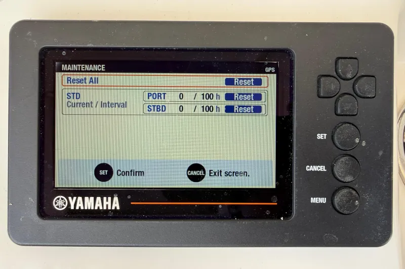 Slide: The Image of Yamaha maintenance display on 2017 Cobia 296 Center Console boat. - 11