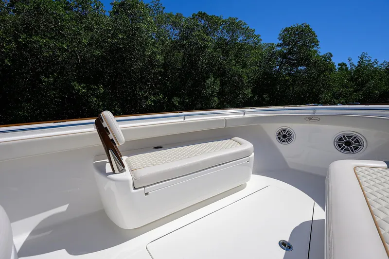 Slide: The Image of Luxurious seating on 2025 Valhalla V-37 boat, featuring elegant design and comfort. - 20