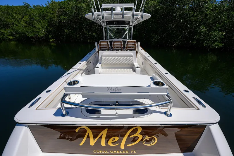 Slide: The Image of 2025 Valhalla V-37 boat with sleek design, docked in Coral Gables, FL. - 50