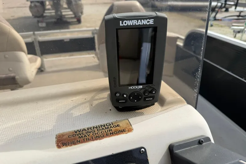 Slide: The Image of Lowrance fish finder on 2016 SilverWave 230 Island CC boat dashboard. - 11