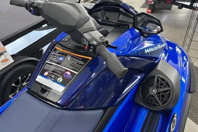 Slide: The Image of 2026 Yamaha WaveRunner VX Limited HO, blue jet ski with advanced controls and speakers. - 3