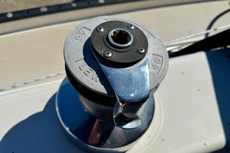 Slide: The Image of Winch on 1988 Catalina 34 sailboat deck, close-up view. - 8