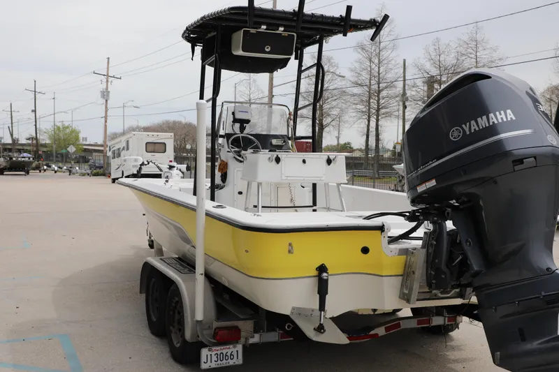 Slide: The Image of 2002 Ranger 2300 Bay Ranger boat with Yamaha motor on trailer. - 4