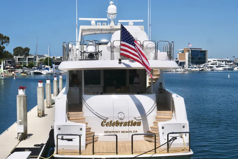 Slide: The Image of Luxury yacht "Celebration" docked in Newport Beach, Westport 112, 2000 model. - 1