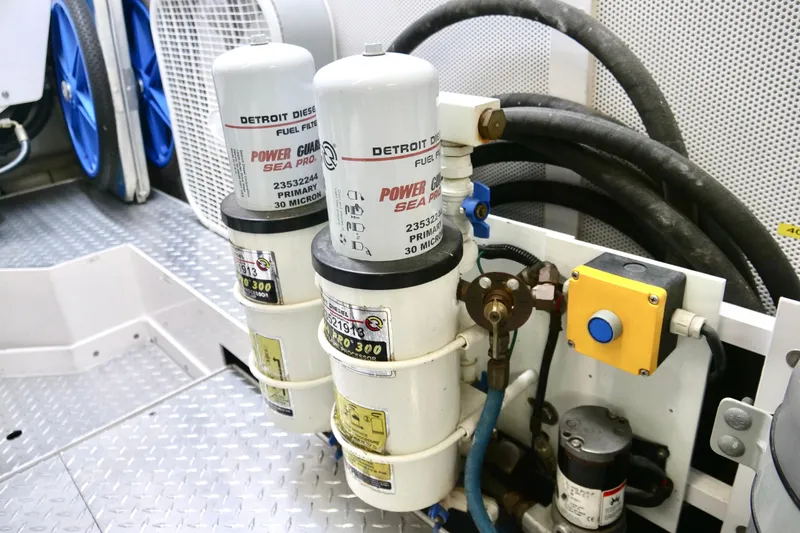 Slide: The Image of Engine room of 2000 Westport 112 yacht with Detroit Diesel fuel filters. - 45