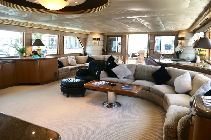 Slide: The Image of Luxurious interior of 2000 Westport 112 yacht with elegant seating and decor. - 53