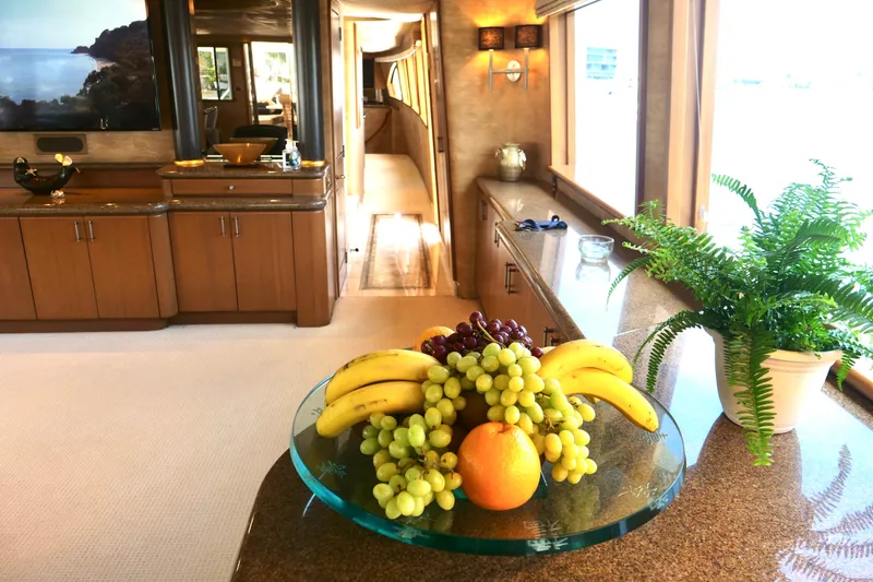 Slide: The Image of Luxurious Westport 112 yacht interior with fruit display and potted plant, 2000 model. - 63